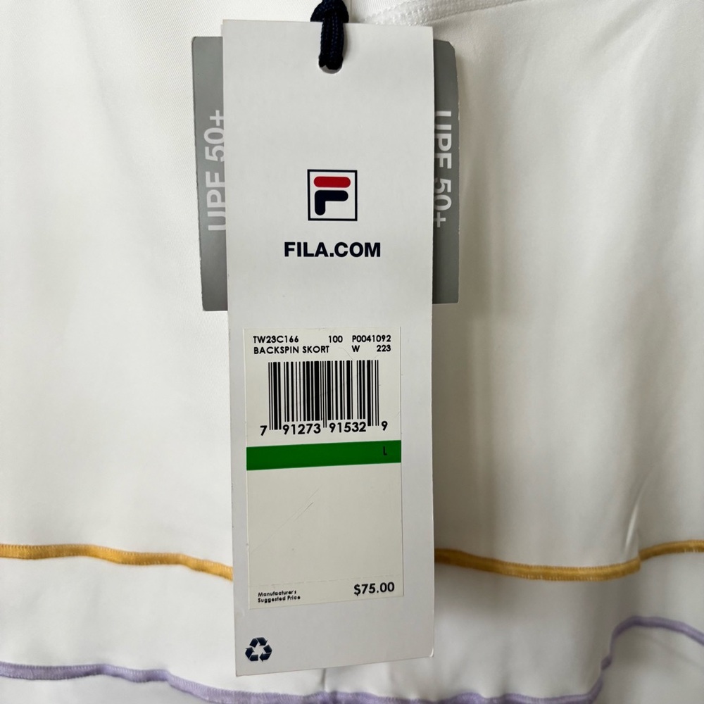 Fila White Tennis Skort with Gold and Lavender Trim - Picture 7 of 16